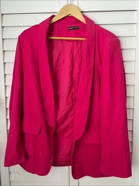 SHEIN Bright Pink Open-Front Blazer